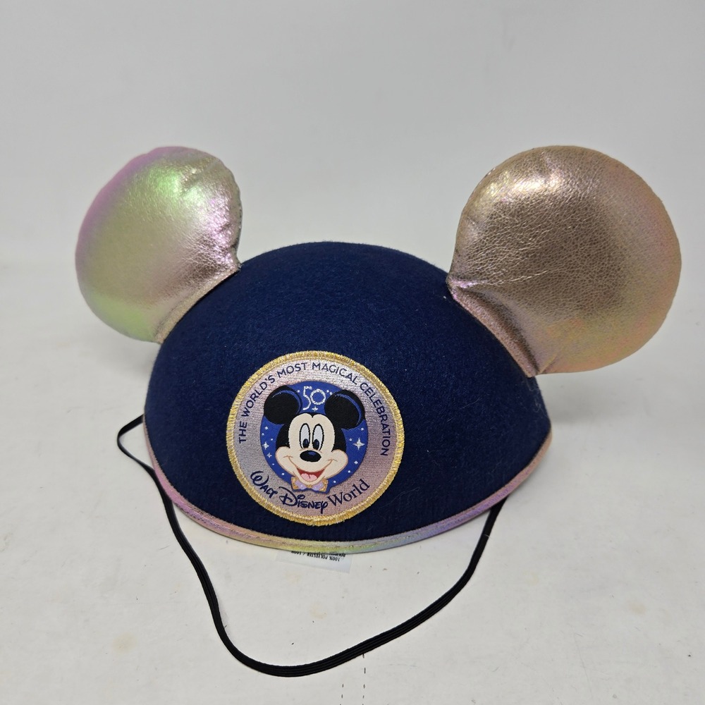Disney Parks Walt Disney World 50th Anniversary Mickey Mouse Ear Hat Navy Blue